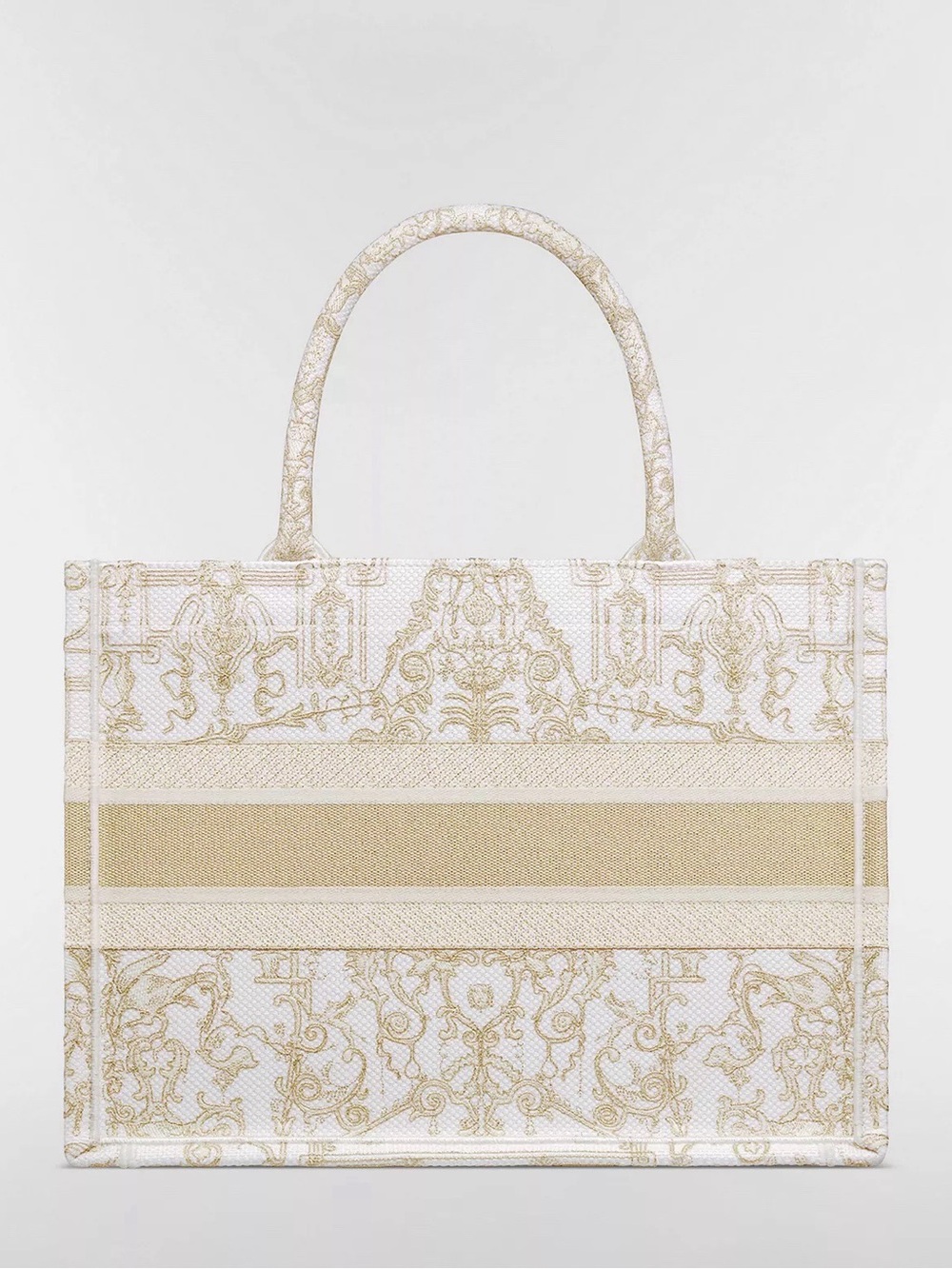 Dior Beige and White Embroidered Book Tote - Picture 3 of 3
